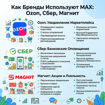 Как бренды используют MAX: Ozon, Сбер, Магнит и другие