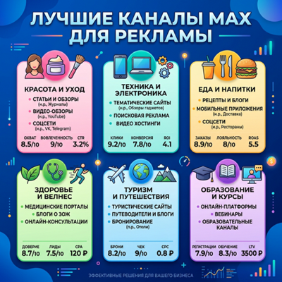 Лучшие каналы MAX для рекламы по тематикам