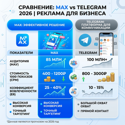 MAX vs Telegram: где рекламироваться в 2026 году