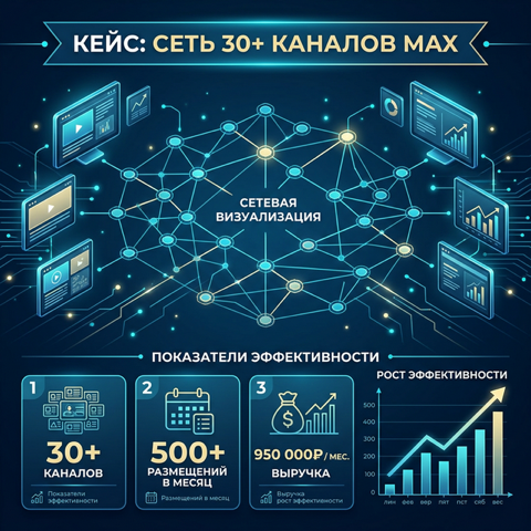 Кейс: Как сеть из 30+ каналов в MAX генерирует 500+ размещений в месяц